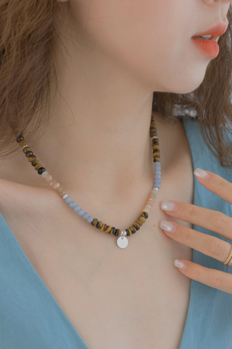 Ocean Sunset Necklace | Moonstone Tiger Eyes Angelite