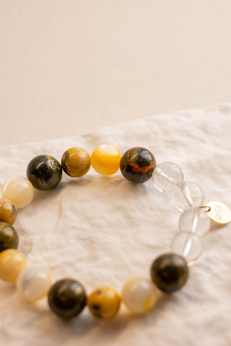 OnlyOne 2-2 Bracelet | Gold Lip Shell Yellow Bumblebee(AAA) Green Bumblebee(A) Clear Quartz(A)