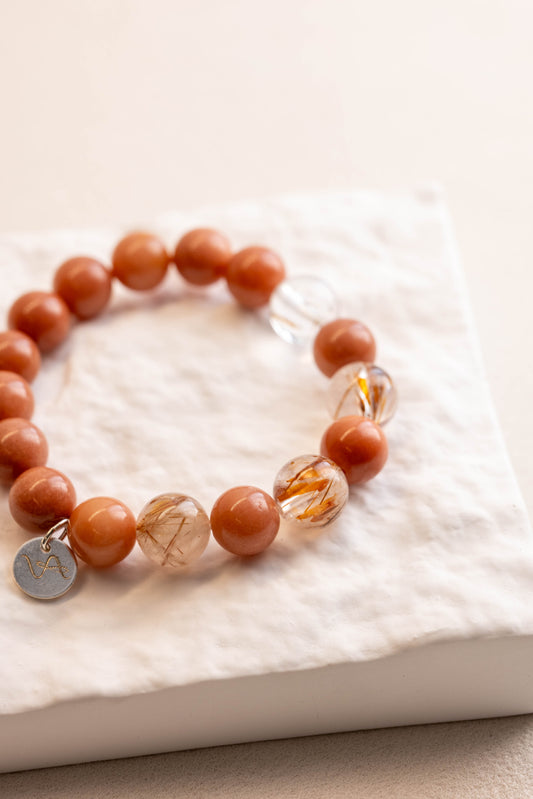 OnlyOne 2-4 Bracelet | Golden Rutilated Quartz Petrified Wood Agate