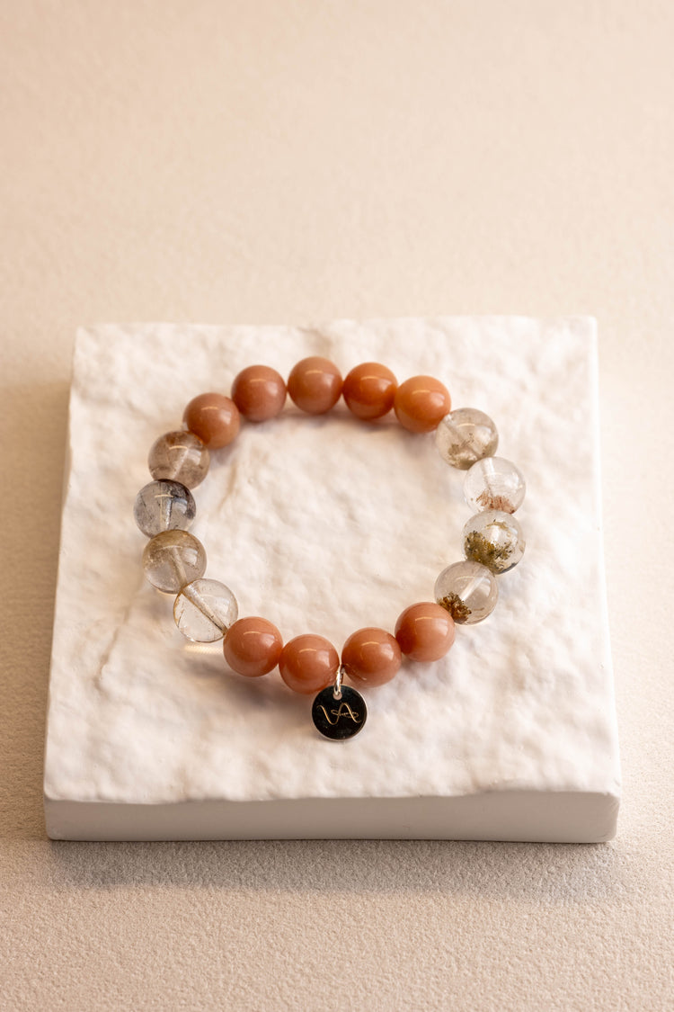 OnlyOne 2-5 Bracelet | Golden Phantom Quartz Petrified Wood Agate
