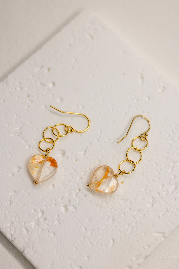 OnlyOne 1-14 Heart Earrings | Red Hematoid Quartz