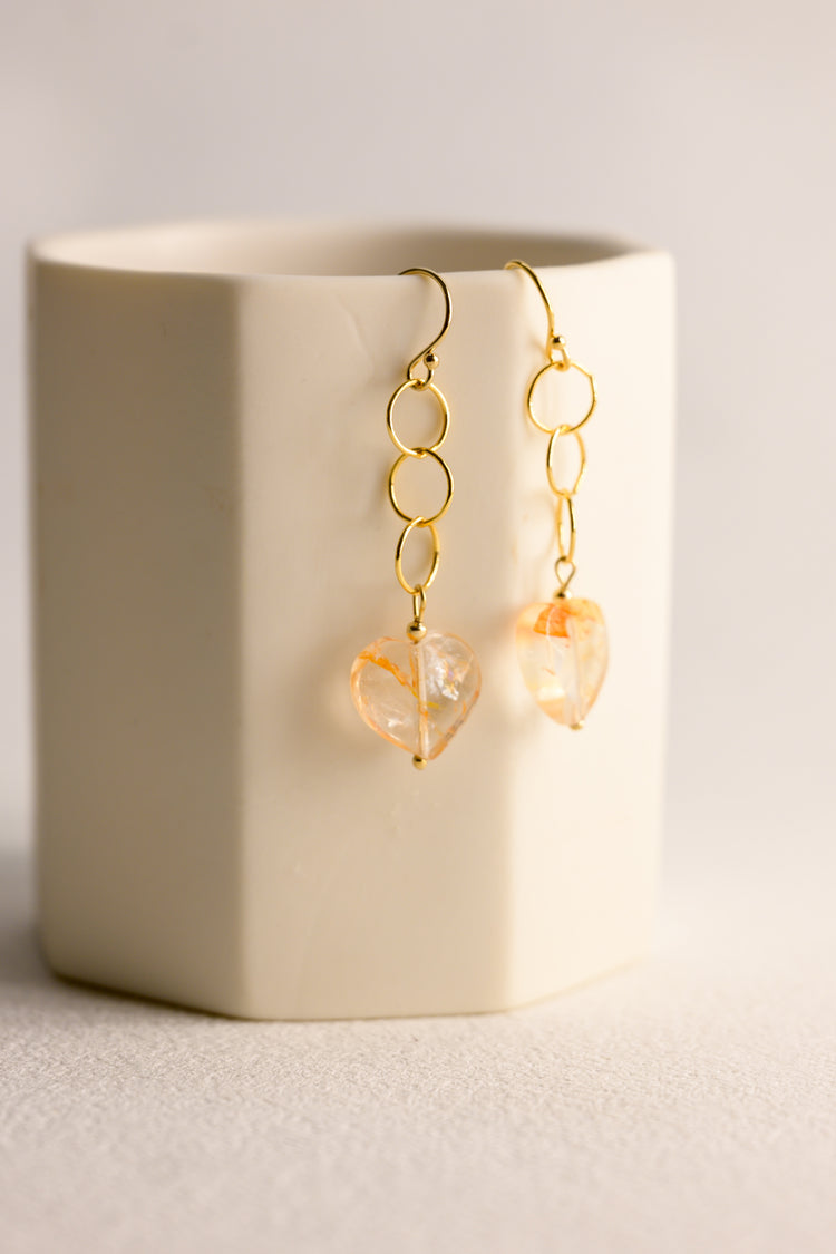 OnlyOne 1-14 Heart Earrings | Red Hematoid Quartz