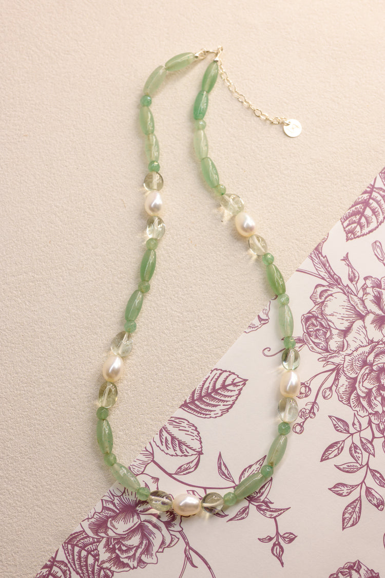 OnlyOne 1-10 Necklace | Green Aventurine Prasiolite Freshwater Pearl