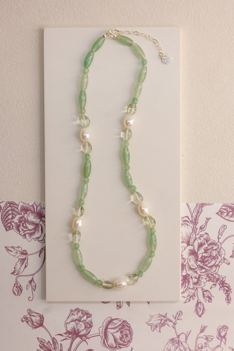 OnlyOne 1-10 Necklace | Green Aventurine Prasiolite Freshwater Pearl