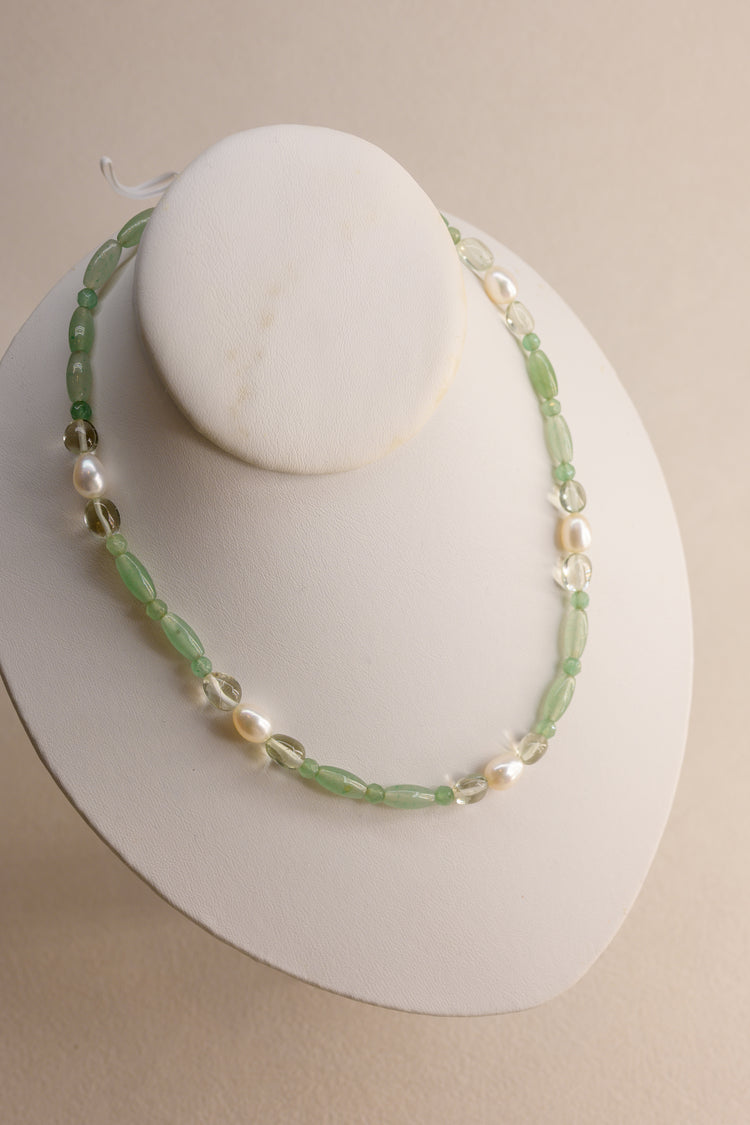 OnlyOne 1-10 Necklace | Green Aventurine Prasiolite Freshwater Pearl