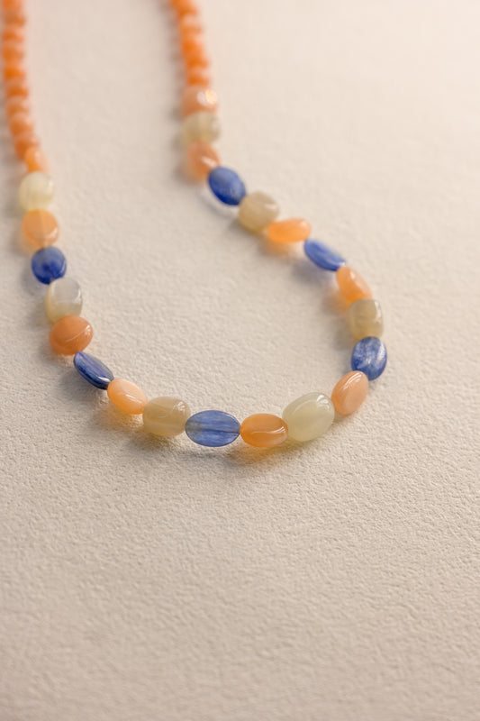 OnlyOne 1-13 Necklace |  Kyanite(A) Peach Moonstone Gray Moonstone