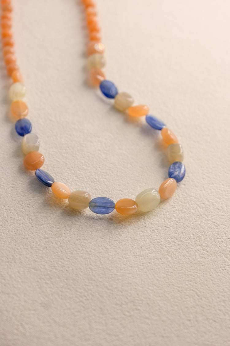 OnlyOne 1-13 Necklace |  Kyanite(A) Peach Moonstone Gray Moonstone