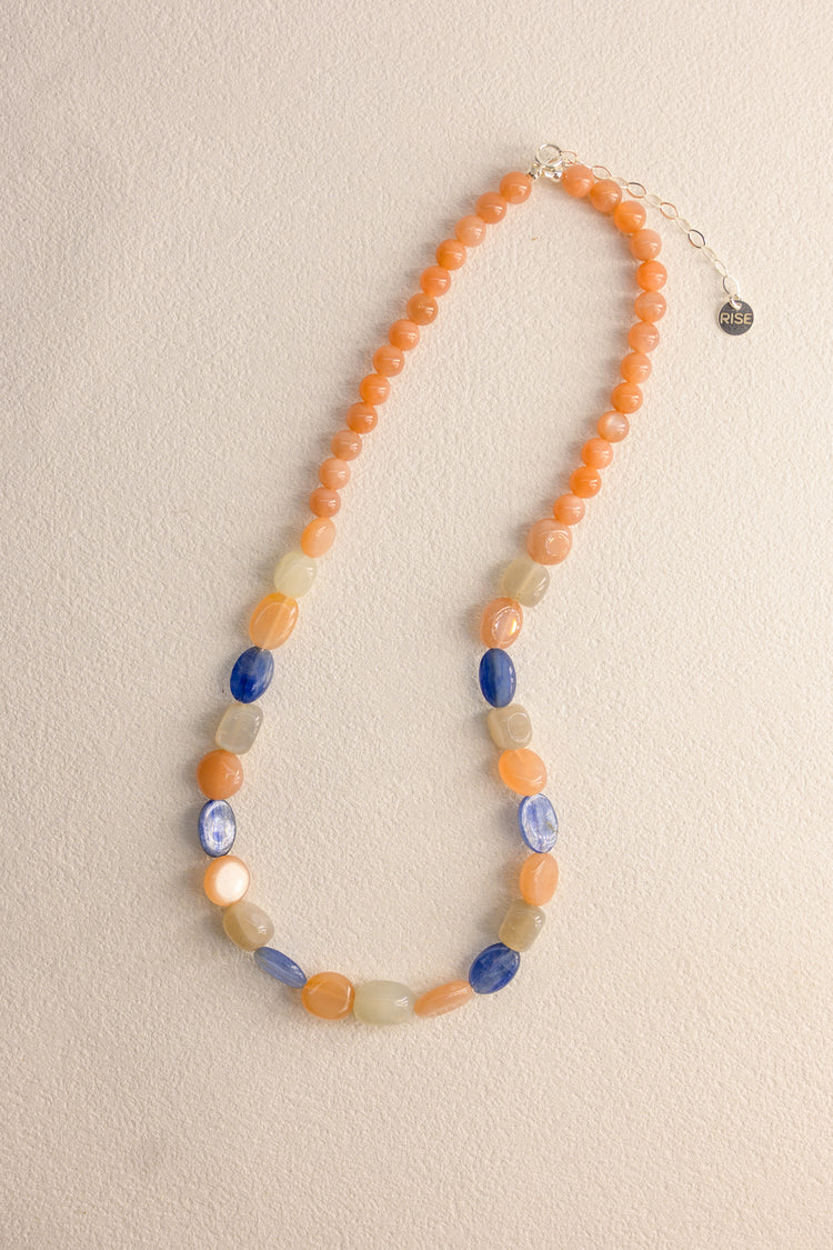 OnlyOne 1-13 Necklace |  Kyanite(A) Peach Moonstone Gray Moonstone