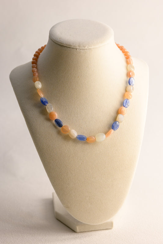 OnlyOne 1-13 Necklace |  Kyanite(A) Peach Moonstone Gray Moonstone