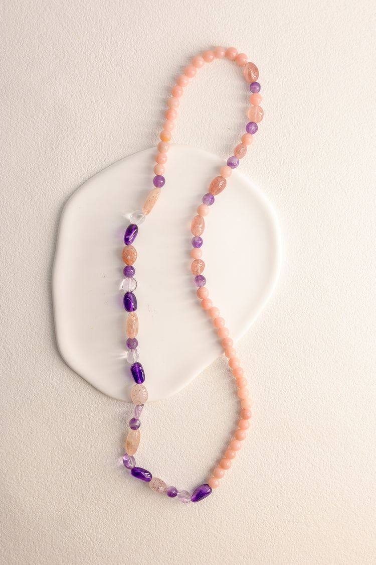 OnlyOne 1-17 Necklace/ /Three Wrapped Bracelet | Pink Opal(A) Amethyst Strawberry Quartz