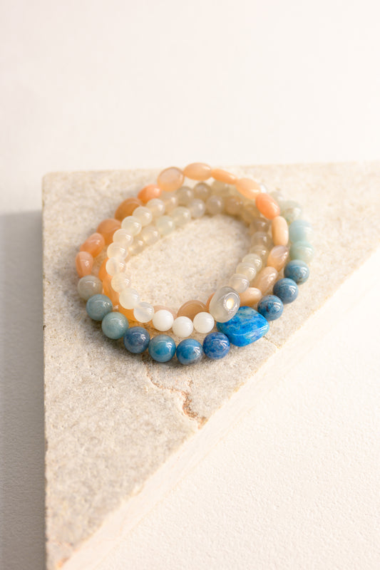 OnlyOne 1-18 Necklace//Three Wrapped Bracelet | Mix Moonstone Trolleite Impression Jasper