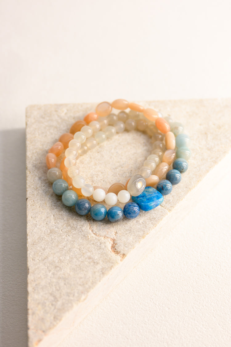 OnlyOne 1-18 Necklace//Three Wrapped Bracelet | Mix Moonstone Trolleite Impression Jasper