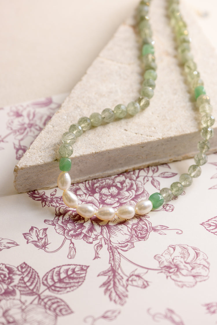 OnlyOne 1-6 Necklace | Green Rutilated Quartz(A) Freshwater Pearl