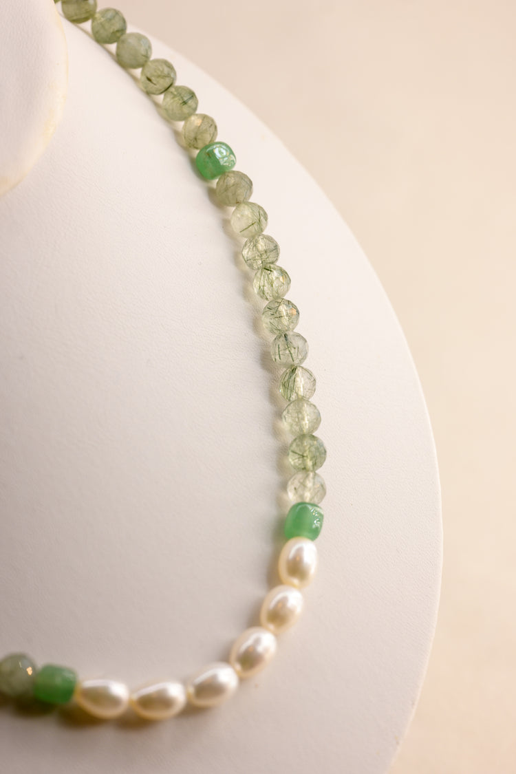 OnlyOne 1-6 Necklace | Green Rutilated Quartz(A) Freshwater Pearl