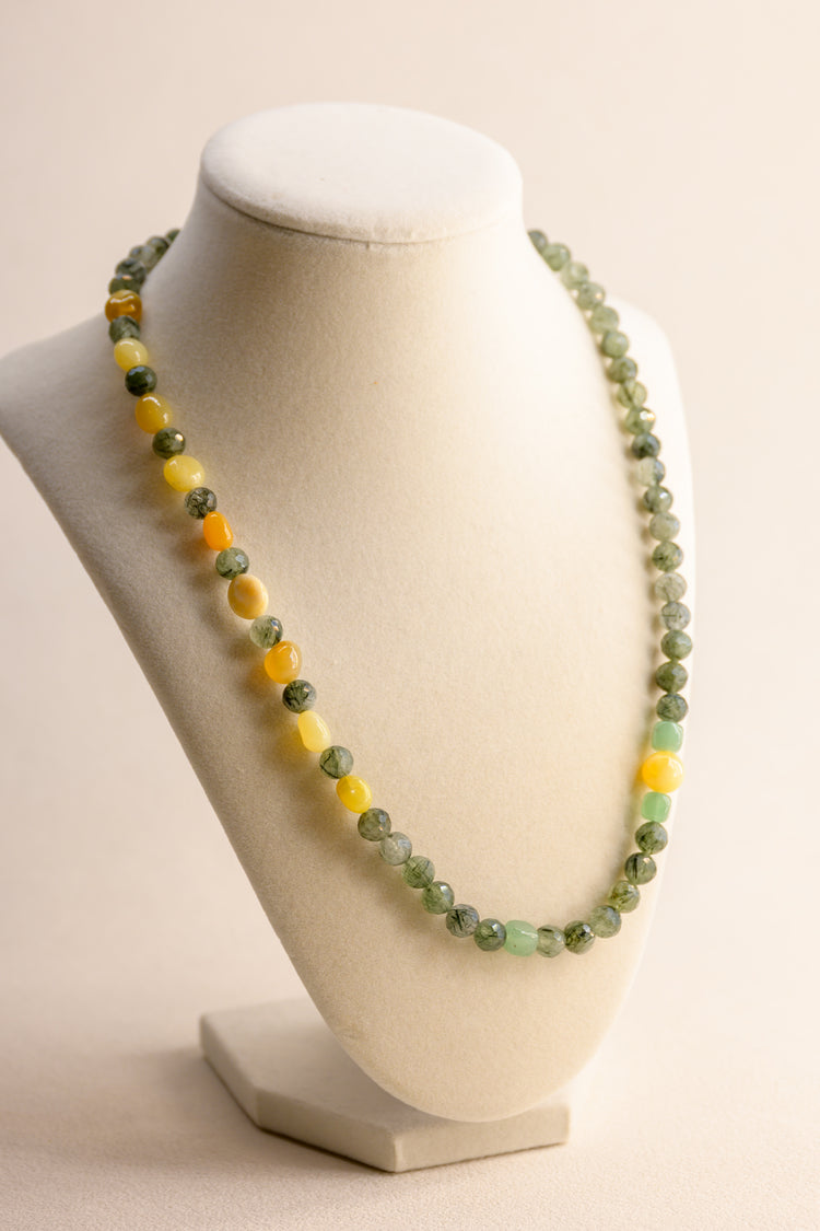 OnlyOne 1-7 Necklace | Green Rutilated Quartz(A) Yellow Opal(A)