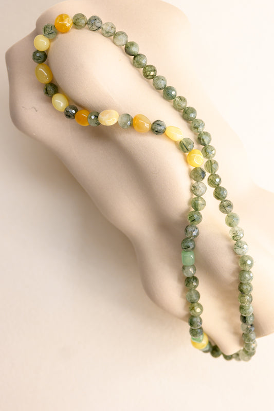 OnlyOne 1-7 Necklace | Green Rutilated Quartz(A) Yellow Opal(A)