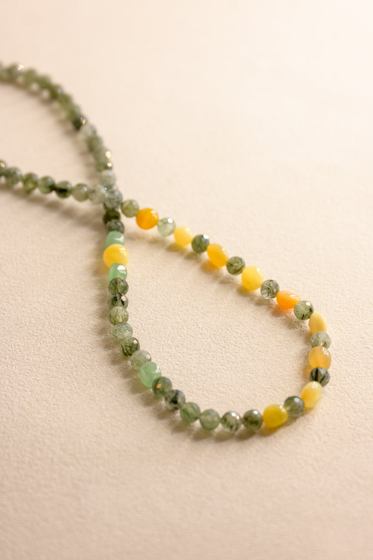 OnlyOne 1-7 Necklace | Green Rutilated Quartz(A) Yellow Opal(A)