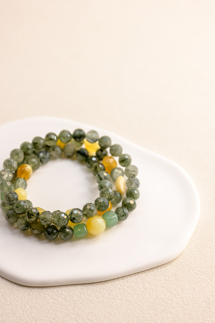 OnlyOne 1-7 Necklace | Green Rutilated Quartz(A) Yellow Opal(A)
