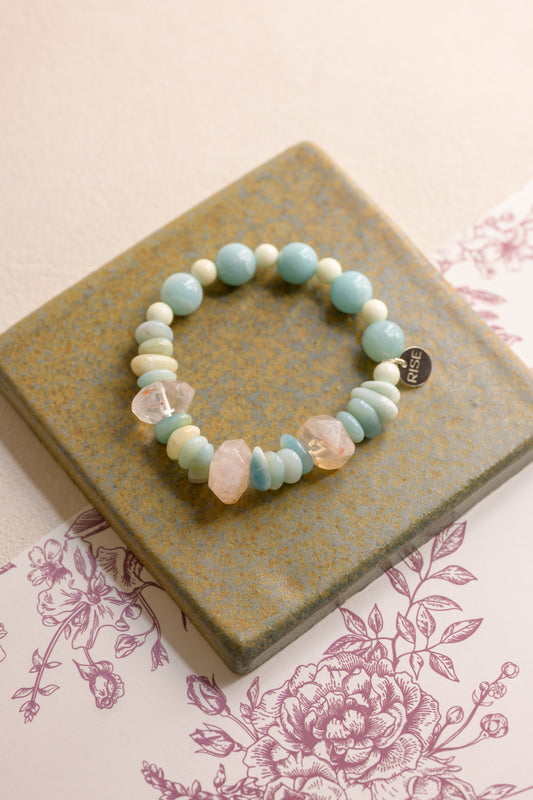 OnlyOne 1-4 Bracelet | Amazonite(AA) Red Rutilated Quartz Lemon chrysoprase