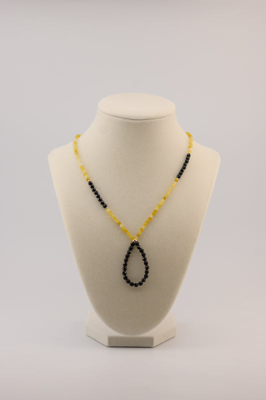 Orbit Opulence Yellow Opal Onyx Necklace