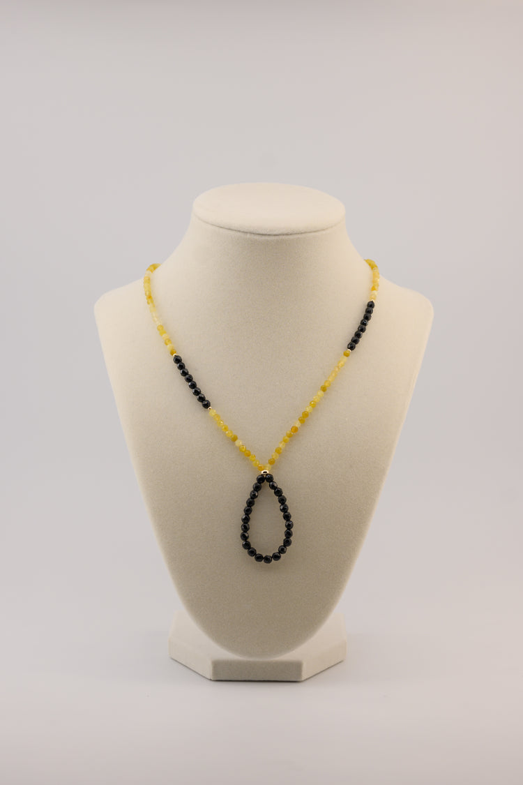 Orbit Opulence Yellow Opal Onyx Necklace