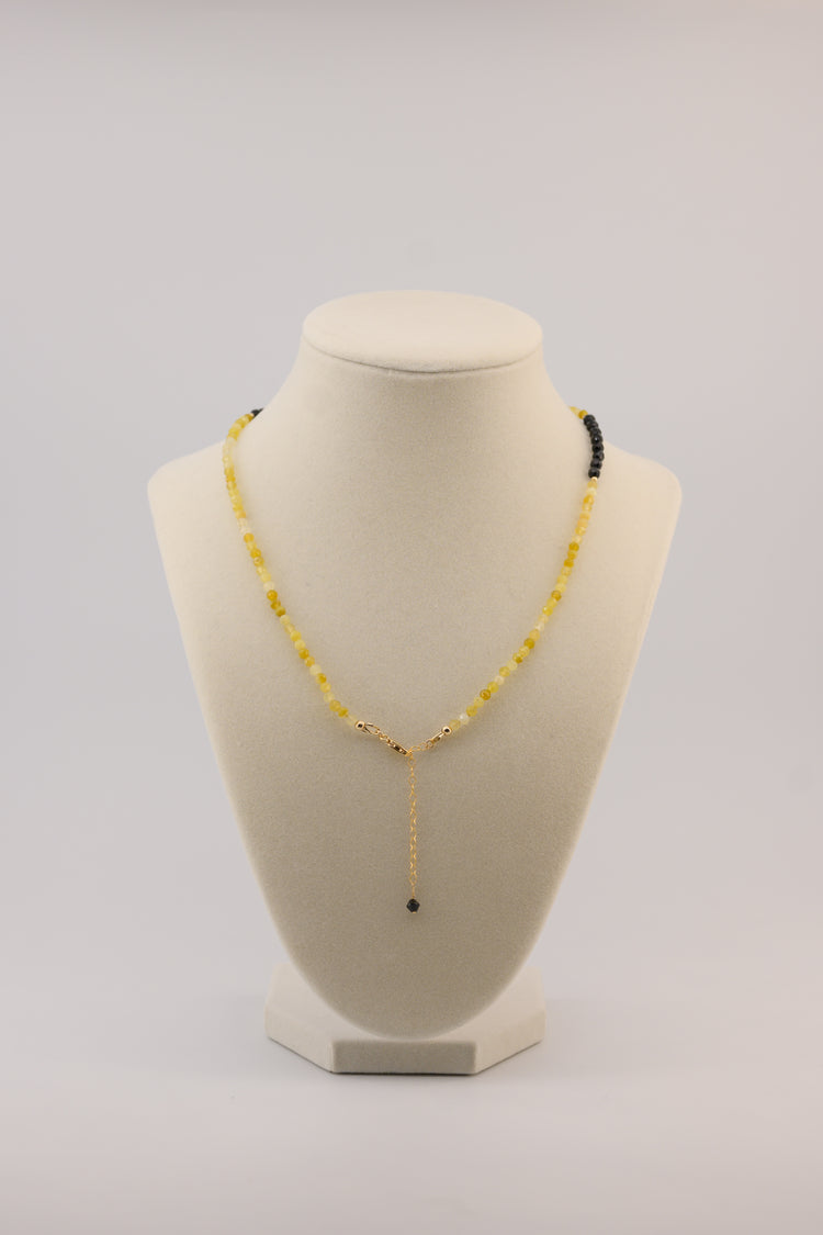 Orbit Opulence Yellow Opal Onyx Necklace