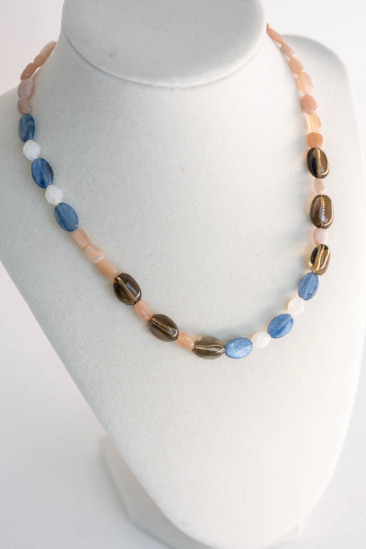 Peachlight Dream Necklace | Peach Moonstone Kyanite(A) Smoky Quartz(AA)
