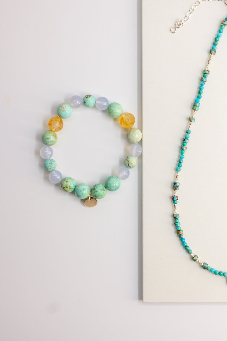 Fortune Flow Bracelet | Peruvian Turquoise Blue Chalcedony Citrine (A)