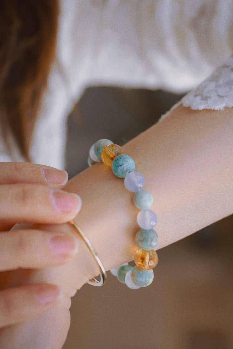 Fortune Flow Bracelet | Peruvian Turquoise Blue Chalcedony Citrine (A)