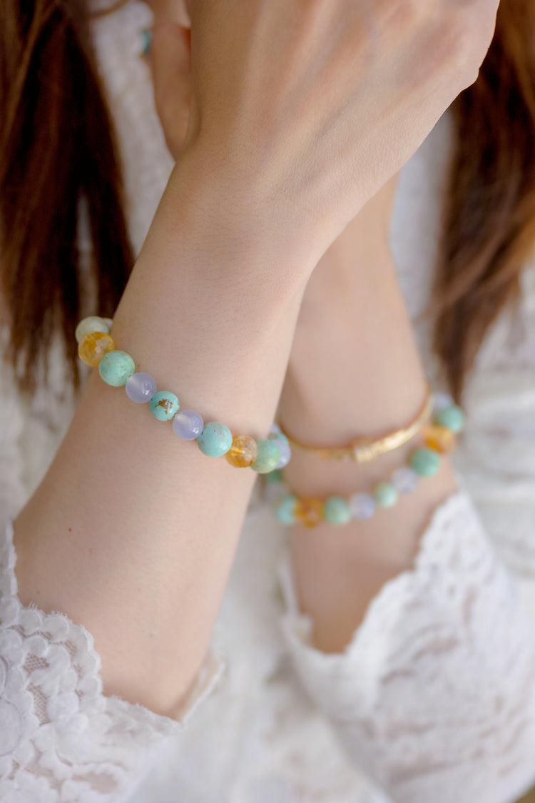 Fortune Flow Bracelet | Peruvian Turquoise Blue Chalcedony Citrine (A)