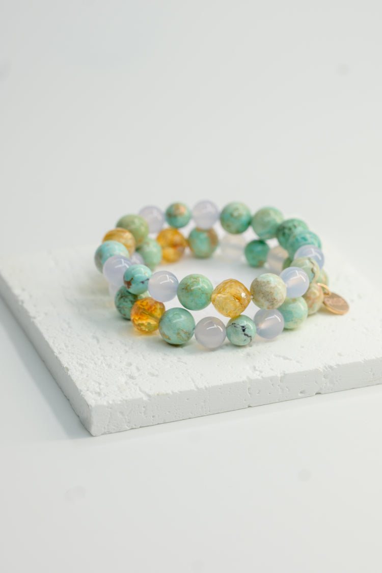 Fortune Flow Bracelet | Peruvian Turquoise Blue Chalcedony Citrine (A)