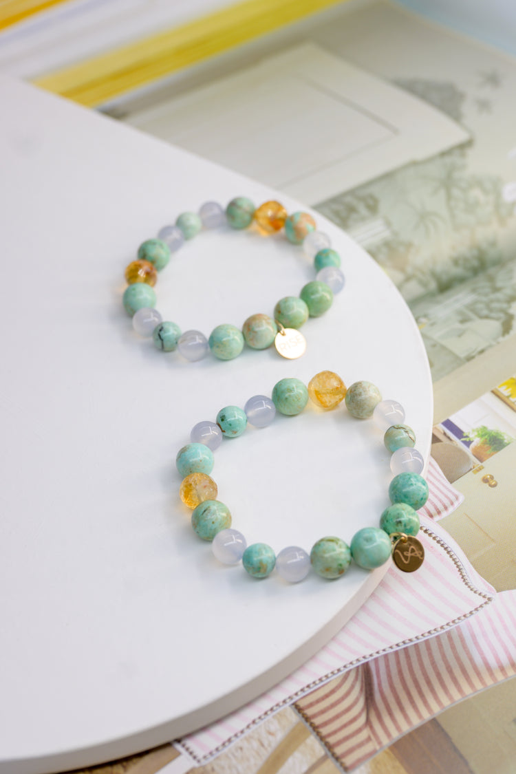 Fortune Flow Bracelet | Peruvian Turquoise Blue Chalcedony Citrine (A)