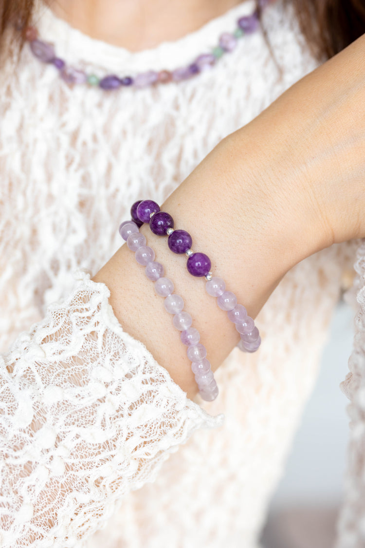 Prismatic Thought Double-lined Bracelet | Lavender Amethyst Sugilite(A)