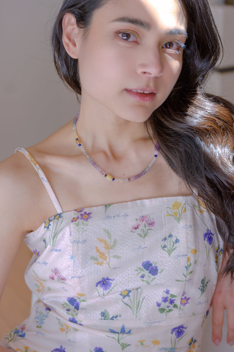 Galaxy Pop Necklace | Rainbow Fluorite Kunzite Lapis Yellow Opal amethyst
