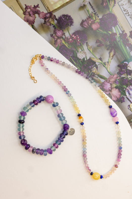 Visionary Spark Bracelet | Rainbow Fluorite (A) Amethyst (A) Phosphosidelite