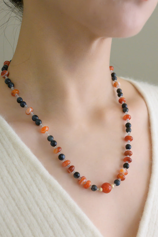 Red Hot Rhumba Blue Tiger Eye Carnelian Necklace
