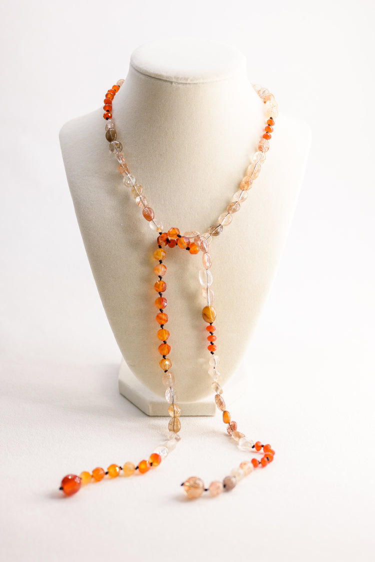 Red Scarf Warm Embrace Necklace | Black Super7 Red Copper Super7 Carnelian(natural)