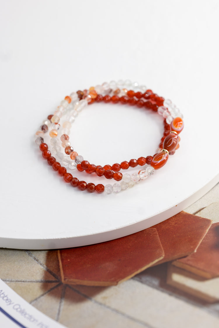 Red Zest Wave 2in1 Bracelet/Necklace | Red Rutilated Quartz Red Onyx Topaz