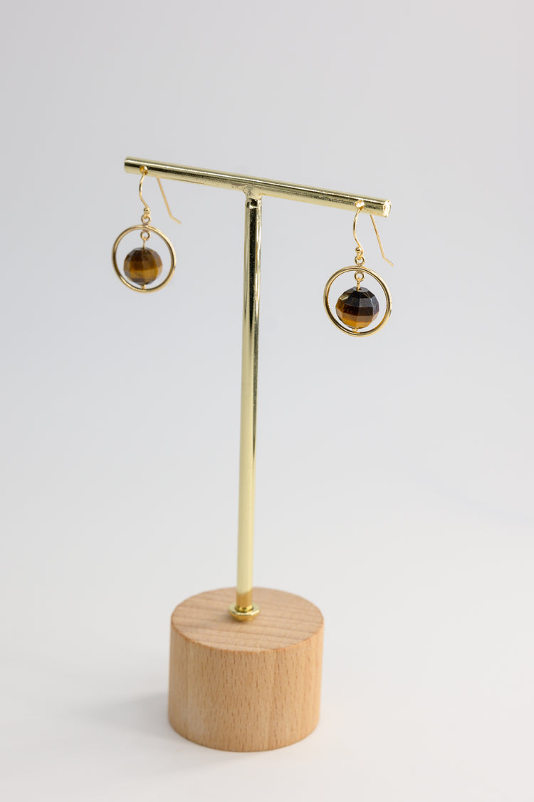 Reef Gleam Hoop Drop Earrings | Tiger Eyes or Lapis