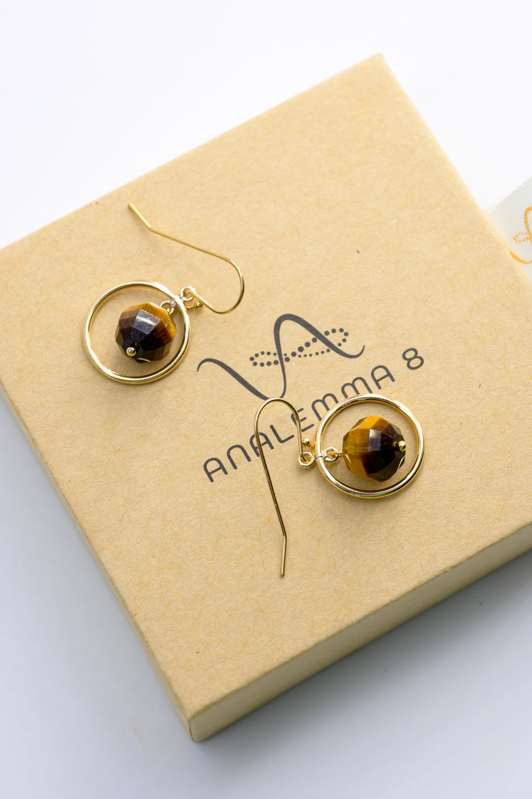 Reef Gleam Hoop Drop Earrings | Tiger Eyes or Lapis