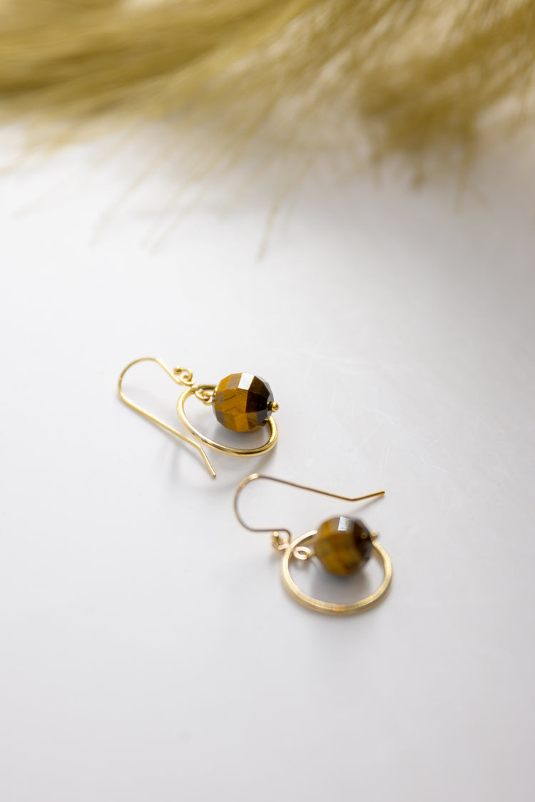 Reef Gleam Hoop Drop Earrings | Tiger Eyes or Lapis