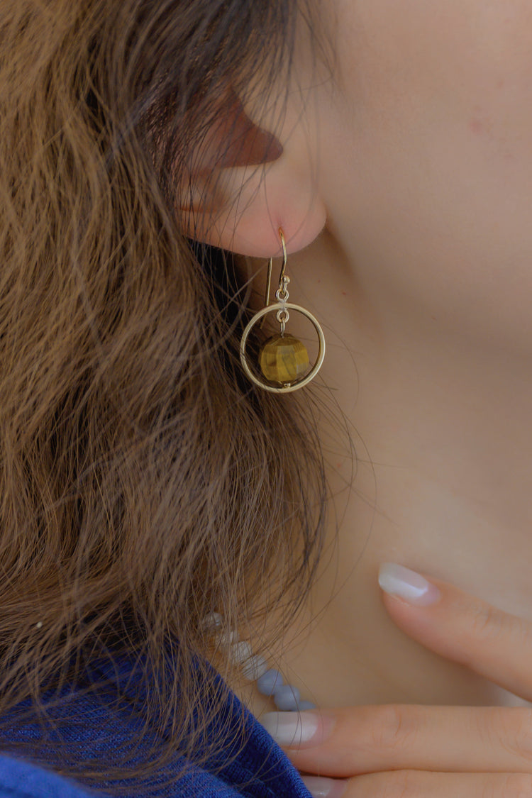 Reef Gleam Hoop Drop Earrings | Tiger Eyes or Lapis