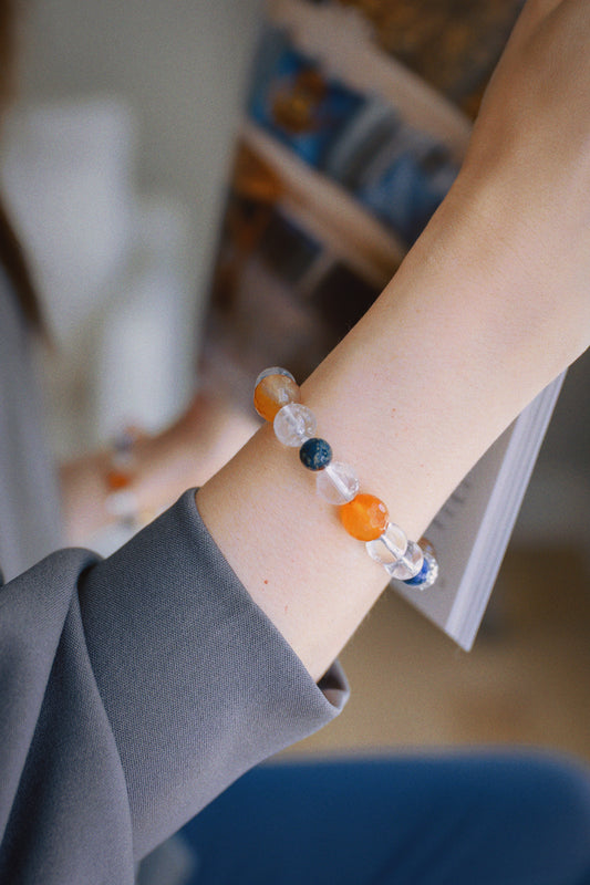 Golden Ambition Bracelet | Rutilated Quartz(A)Lapis Rock Crystal Quartz Carnelian