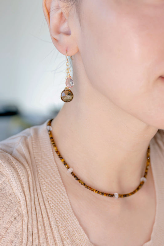 SKS Drop Earrings | Topaz Smoky Quartz