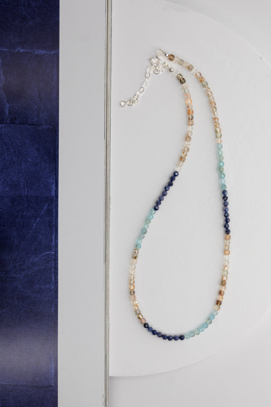 Sun-Kissed Sparkle Necklace | Blue Sapphire Apatite (A) Red Copper Super Seven