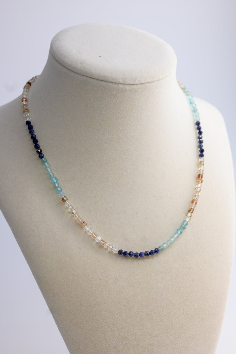 Sun-Kissed Sparkle Necklace | Blue Sapphire Apatite (A) Red Copper Super Seven