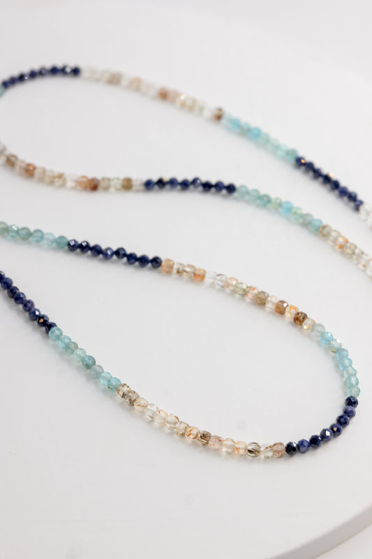 Sun-Kissed Sparkle Necklace | Blue Sapphire Apatite (A) Red Copper Super Seven