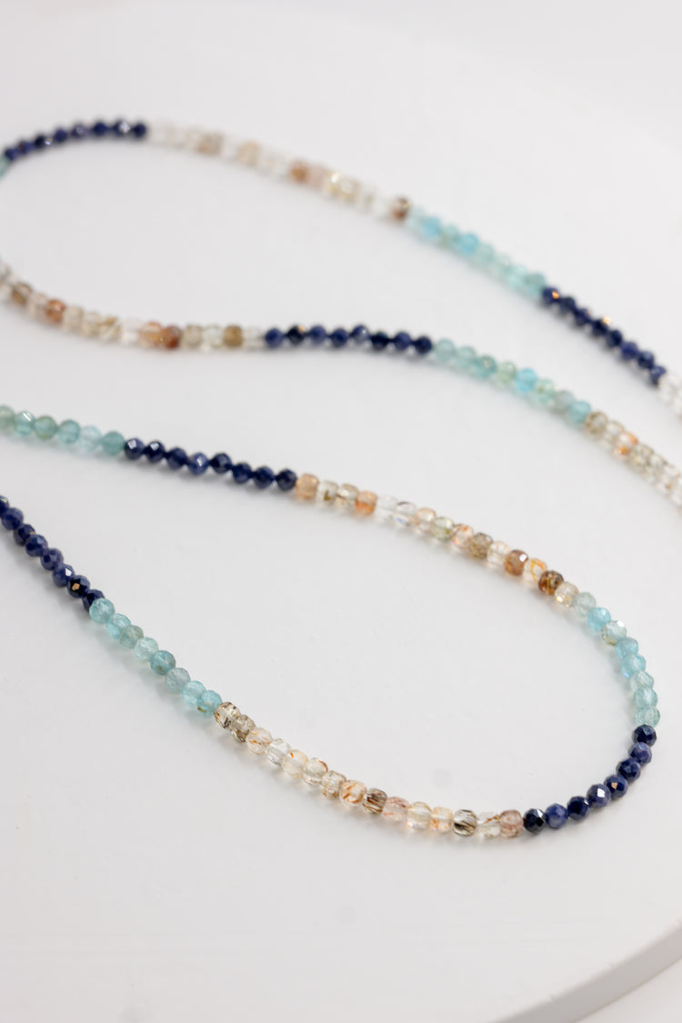 Sun-Kissed Sparkle Necklace | Blue Sapphire Apatite (A) Red Copper Super Seven