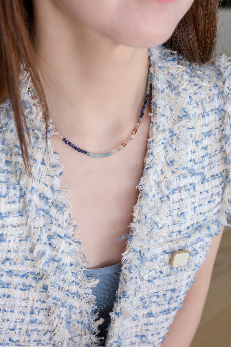 Sun-Kissed Sparkle Necklace | Blue Sapphire Apatite (A) Red Copper Super Seven
