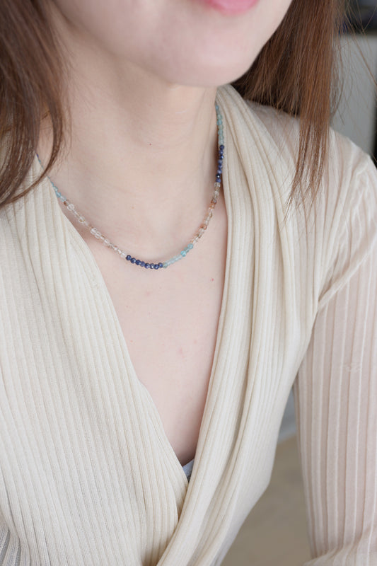 Sun-Kissed Sparkle Necklace | Blue Sapphire Apatite (A) Red Copper Super Seven